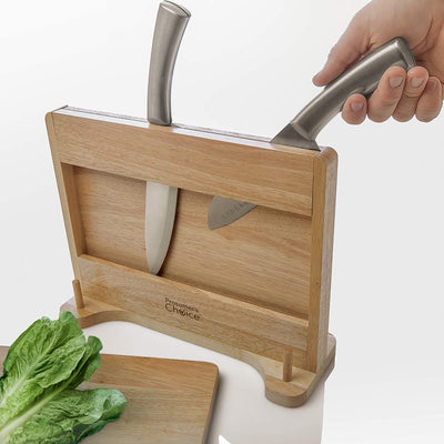 Prosumer's Choice Meat and Vegetable Cutting Boards and Included Stand with Built-In Knife
