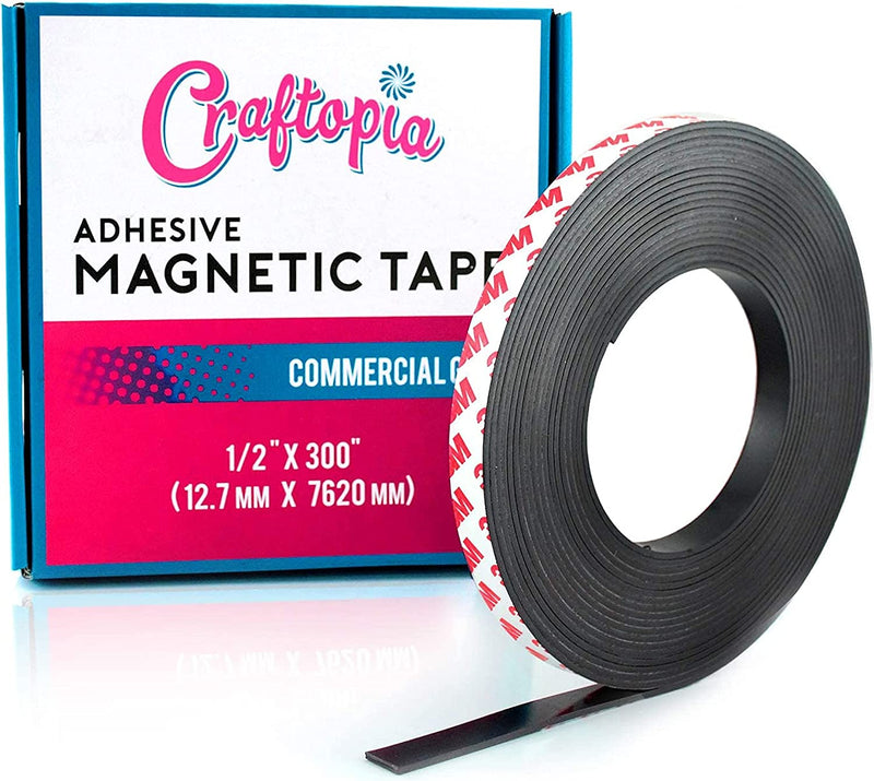 Craftopia Self Adhesive Magnet Strip Cuttable Roll, 1 inch x 12 feet Sticky Back Magnetic