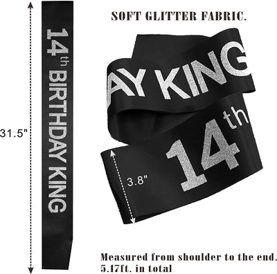 14th Birthday King Crown,14th Birthday Gifts for Boy,14th Birthday King Sash,14th Birthday