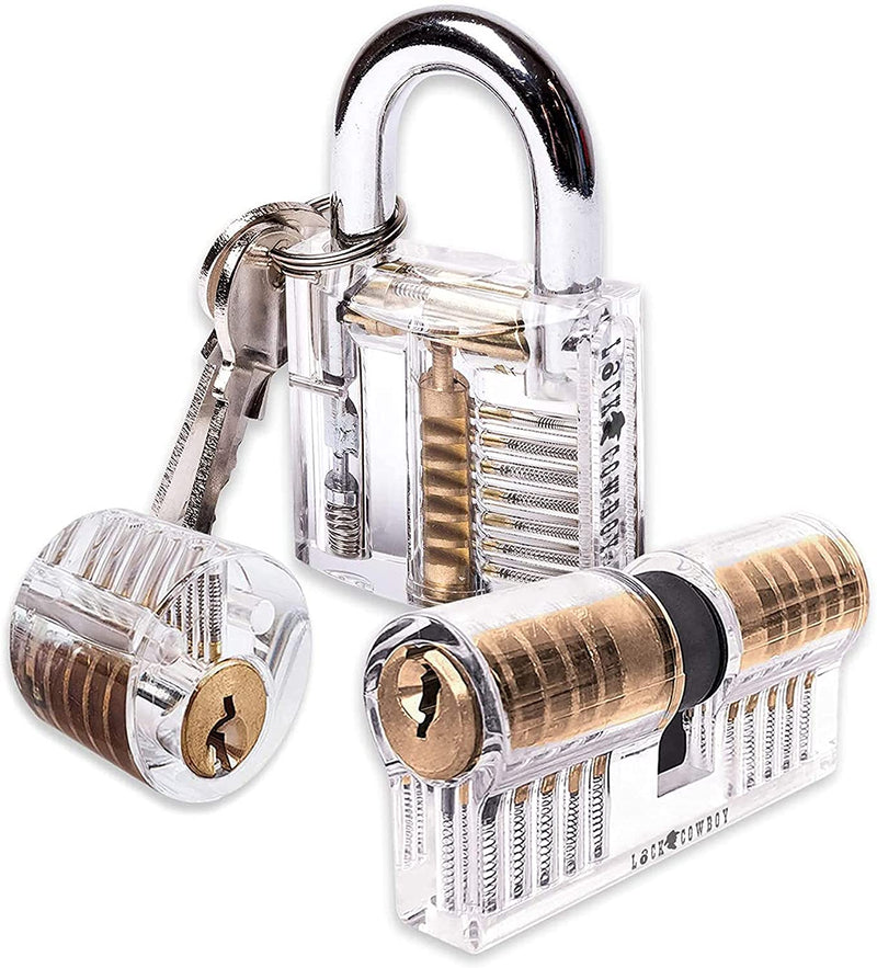 30 -piece lockpicking set with 3 transparent exercise locks Dietrichset