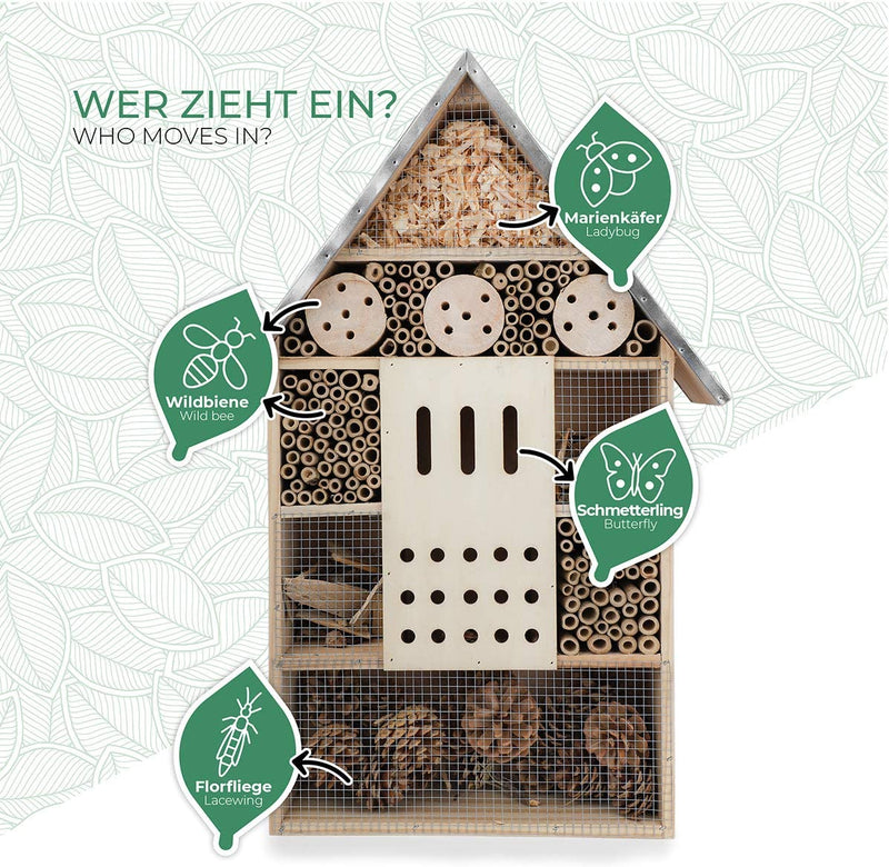 I insect hotel XXL standing with a base 76cm metal roof large untreated