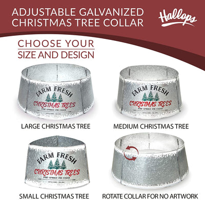 Hallops Galvanized Tree Collar - Large to Small Christmas Tree. Adjustable Metal Skirt