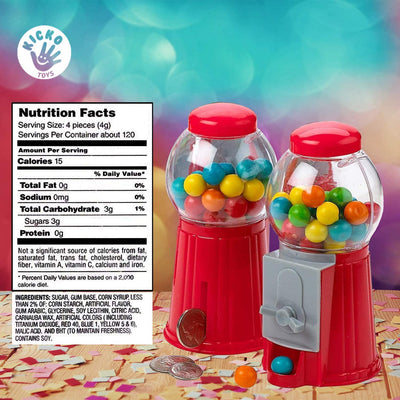 Kicko 5 Inch Gumball Machine - 6 Pieces Classic Candy Dispenser - Perfect for Birthdays