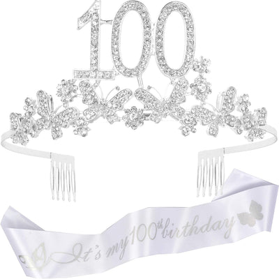100th Birthday Gifts for Women, 100th Birthday Tiara and Sash, Its My 100th Birthday