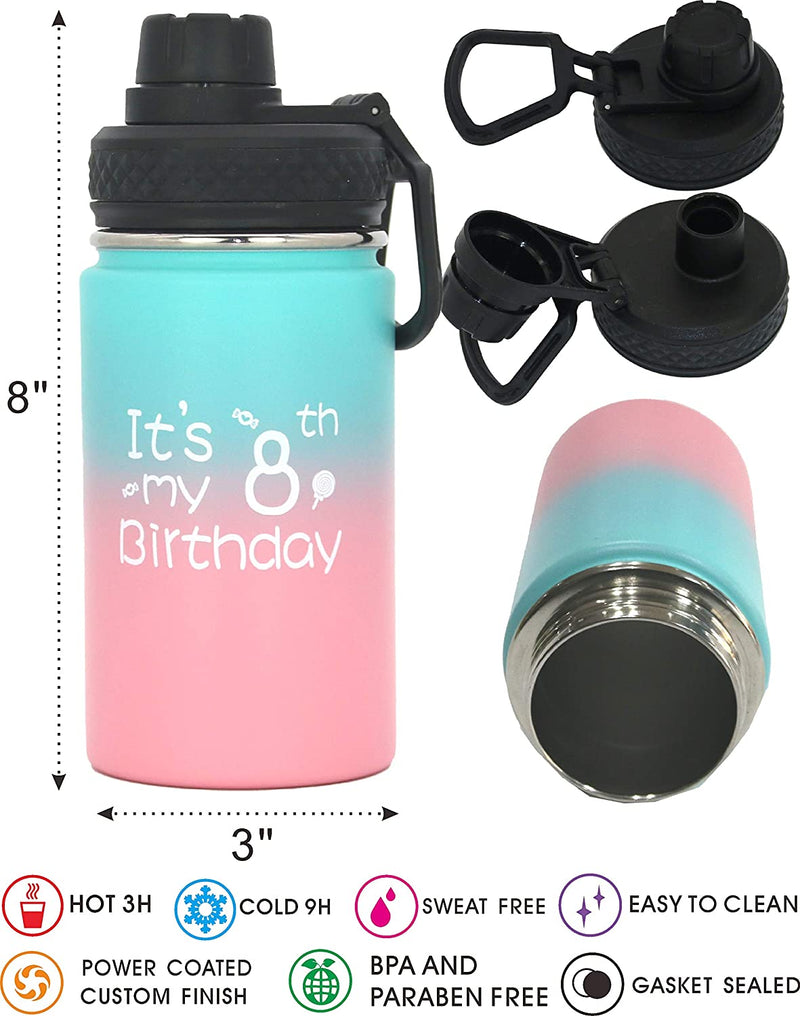 8th Birthday Gift, 8 Birthday Gifts, 8th Birthday Water Bottle, Gift for 8 Year Old, 8th
