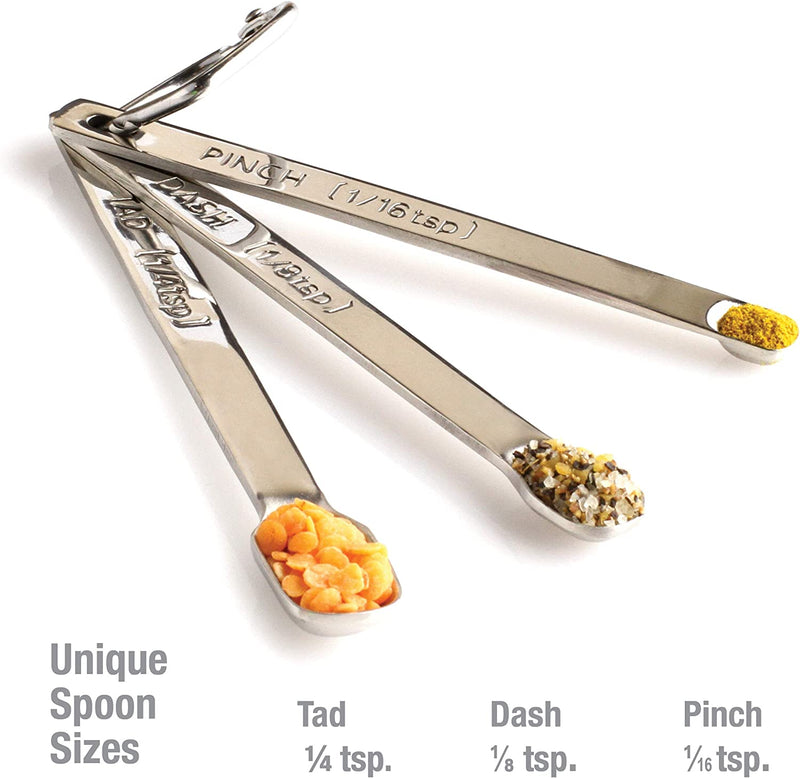 Measuring Spoons Set Of 3 (Tad 1/4 Teaspoon, Dash 1/8 Teaspoon, Pinch 1/16 Teaspoon)