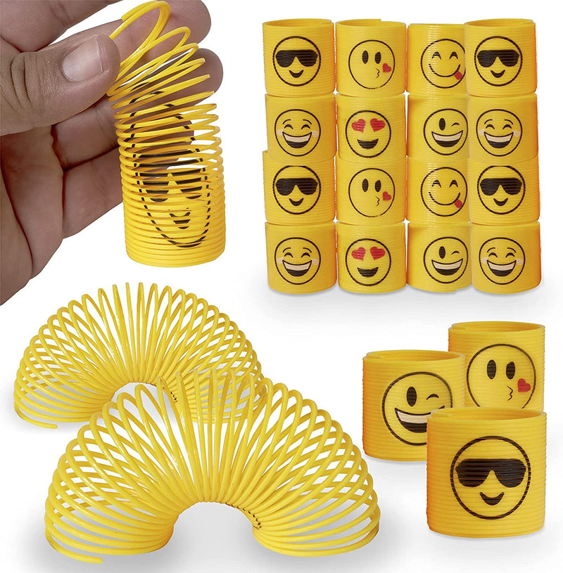 Kicko Emoji Coil Spring - 24 Pack - 1.4 Inch Spiral Emoticon Faces for Easter Basket