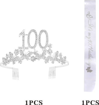 100th Birthday Gifts for Women, 100th Birthday Tiara and Sash, Its My 100th Birthday