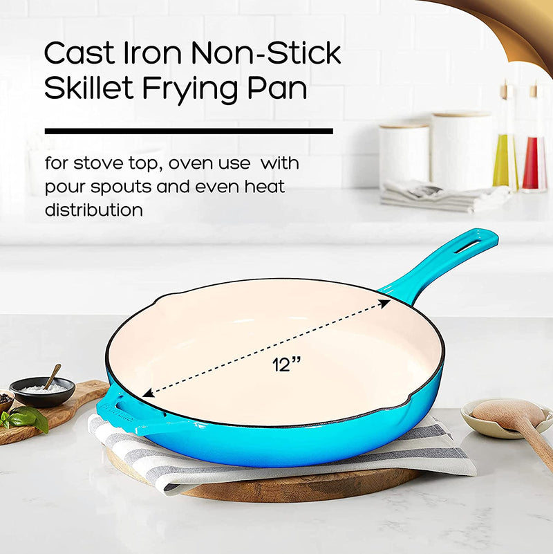 Pre-Seasoned Cast Iron Skillet, Non-Stick,12 inch Frying Pan - Skillet Pan For Stovetop