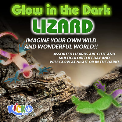 Kicko Glow in the Dark Lizard for Party Favors and Imaginary Play - 3.5 Inches, 48