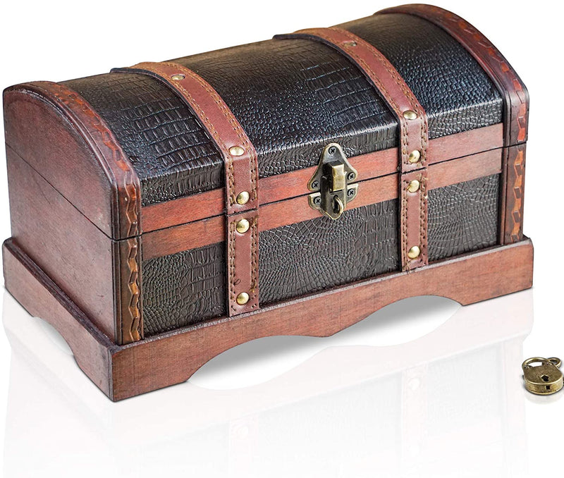 Treasure chest Kroko 30x17x16cm Groe Treasure chest black crocodile leather imitation