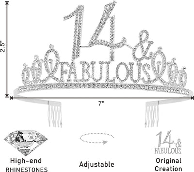 14th Birthday,14 Birthday Crown,14th Birthday Decorations for Girls,14 Birthday Tiara