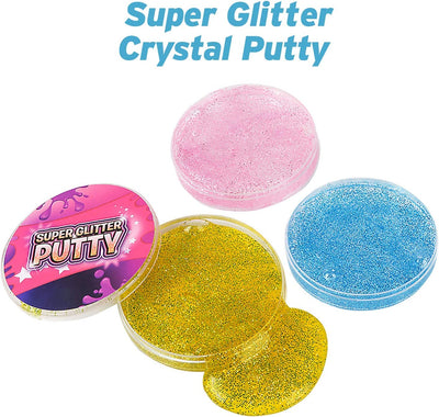 Kicko Super Glitter Crystal Putty Colorful Toys for Kids - 3.5 Inches - 6 Pack - Ideas