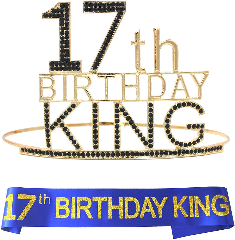 17th Birthday King Crown, 17th Birthday Gifts for Boy, 17th Birthday King Sash, 17th