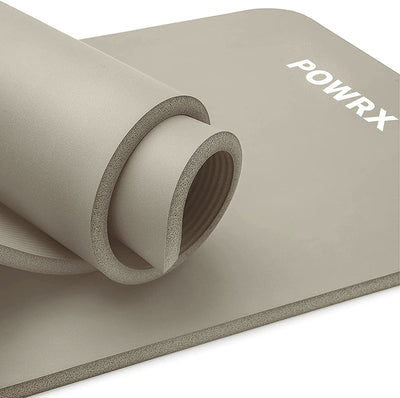 Gymnastics mat i yogamatt (light gray 190 x 100 x 15 cm) including supporting strap bag