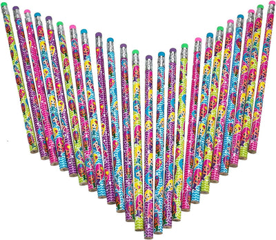 Kicko Assorted Mermaid Pencils - 24 Pack - 7.5 Inches - for Kids, Party Favors, Stocking
