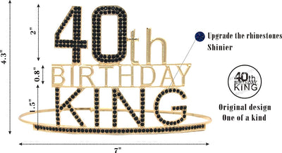 40th Birthday Gifts for Men, 40th Birthday King Crown, 40th Birthday King Sash, 40th
