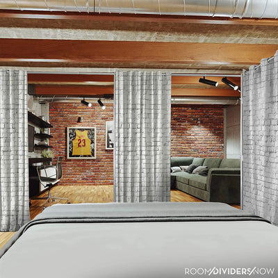 End2End Room Divider Kit - Large B, 9ft Tall x 12ft - 14ft Wide, White Brick (Room