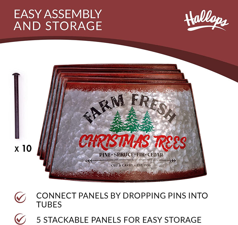 Hallops Galvanized Tree Collar - Large to Small Christmas Tree. Adjustable Metal Skirt