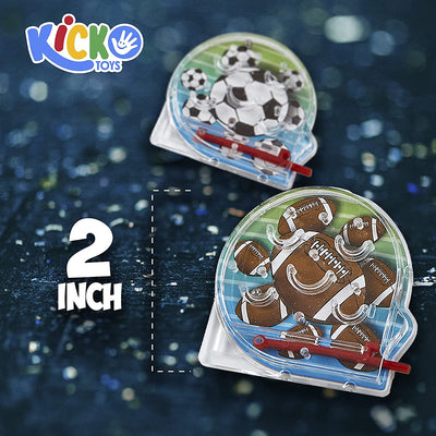 Kicko Mini Pinball Games - 2 Inch, Sports Themed - 8 Pack Assorted Colored Sports Balls