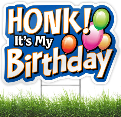 Bigtime Signs HONK! It's My Birthday Party Sign - 1pc Yard Decoration with Metal Stakes