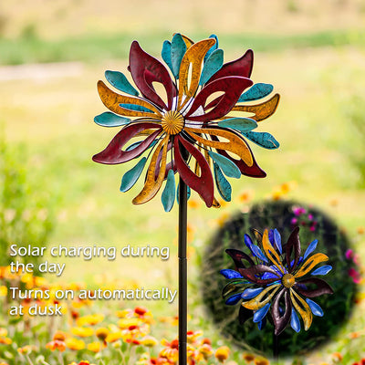 Solar Wind Spinner Venetian 75in Multi-Color Seasonal LED Lighting Solar Powered Glass