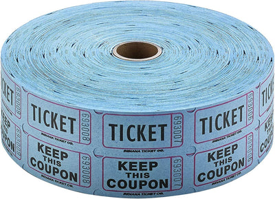Kicko Admit 1 Double Ticket Rolls  Blue  2000 Per Roll  Carnival Tickets - Concert