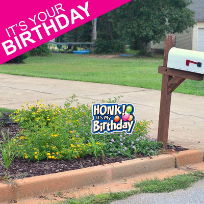 Bigtime Signs HONK! It's My Birthday Party Sign - 1pc Yard Decoration with Metal Stakes