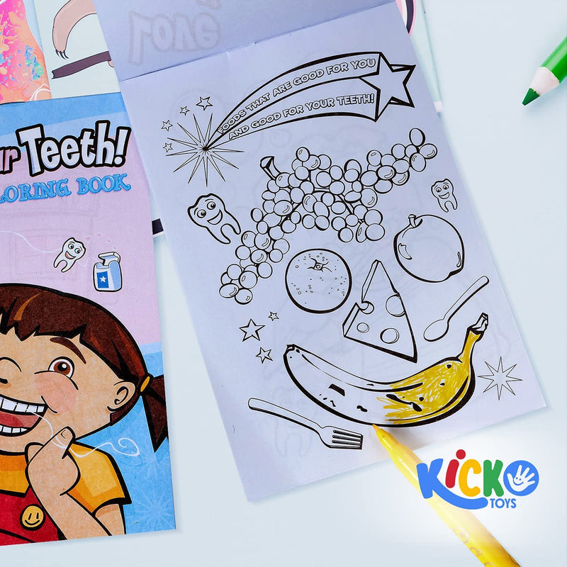 Kicko 5 X 7 Inch Coloring Book - 12 Pieces of Dental Activity Sheets - Perfect