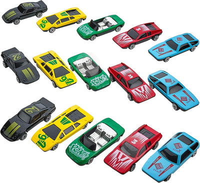 Kicko Diecast Race Cars - 15 Pack - 1 to 64 Scale - for Party Favors, Supplies, Classroom
