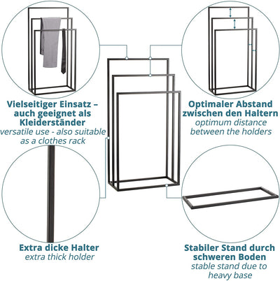 Towel holder / towel stand standing of stainless powder -coated