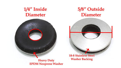 12 x 5/8" OD Stainless EPDM Washers, (100 pc) Neoprene Backed, Choose Size & Qty, by Bolt