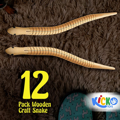 Kicko 12 Inch Wooden Craft Snake - 12 Pack Timber Animal, Blank Canvas, Arts and Crafts