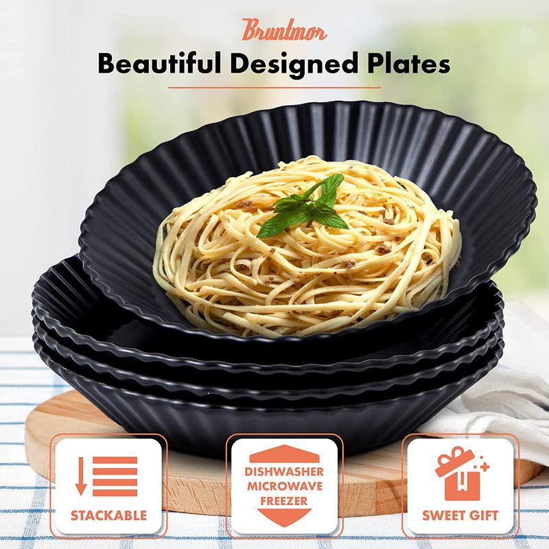 Dinner Plates Plate Set of 4 Elegant Matte 8" Round Ceramic Restaurant Serving Inner