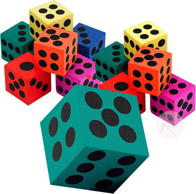 Kicko Big Foam Dice - Pack of 24-1.5 Inch Square, Assorted Colors - Playing Games -