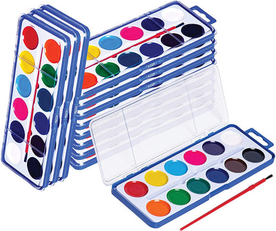 Watercolor Paint Set For Kids - Bulk Set Of 12 - Washable Paints In 12 Colors - Perfect