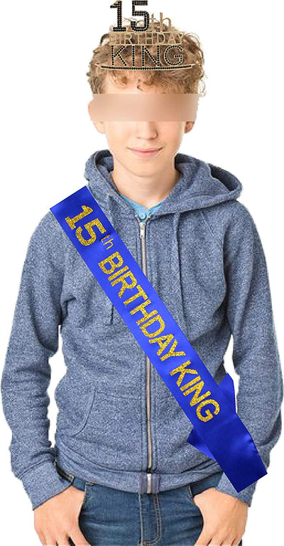 15th Birthday King Crown and Sash for boy,15th Birthday for Him,15th Birthday King Crown