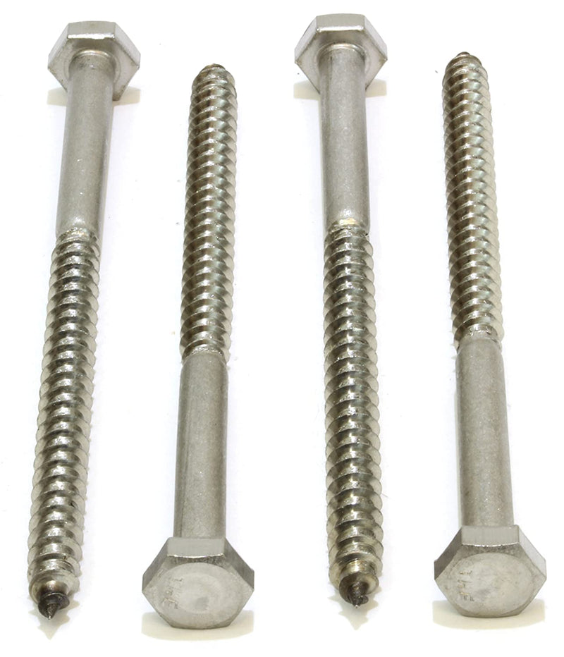 5/16" X 5" Stainless Hex Lag Bolt Screws, (10 Pack) 304 (18-8) Stainless Steel, by Bolt