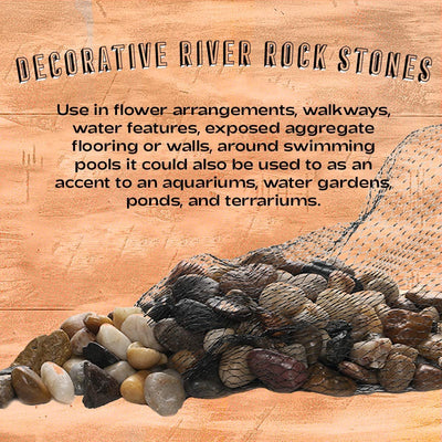 Katzco 2 Pounds Small Decorative River Rock Stones - Natural Polished Mixed Color Stones