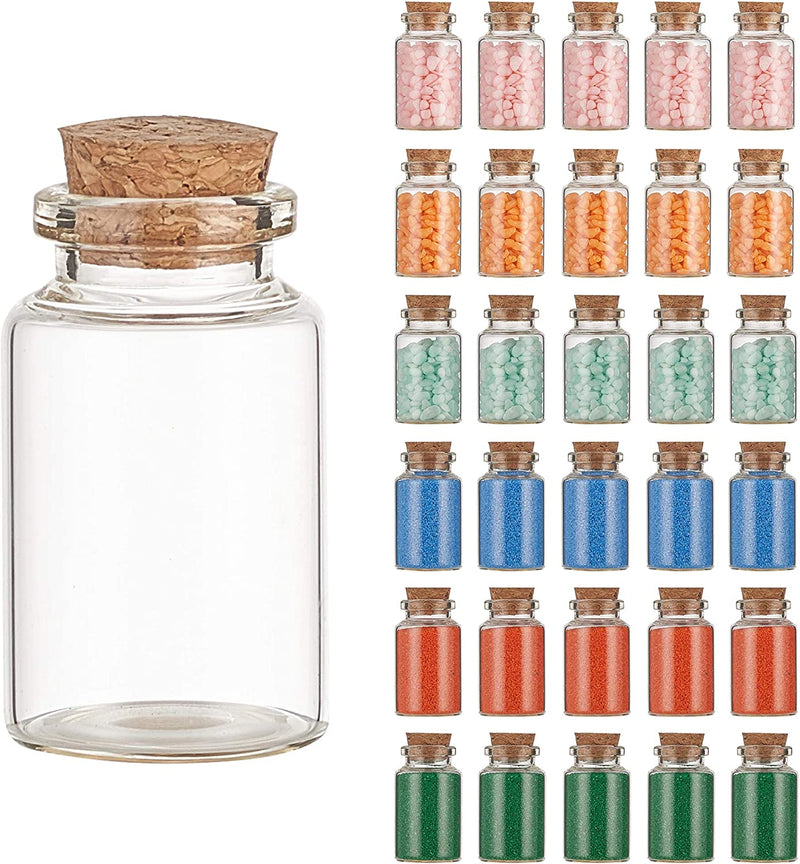 30Pcs Transparent Glass Message Vials with Cork Stoppers, Glass Wish Bottles, Tiny Small