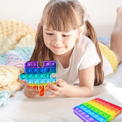 Enovoe Pop Fidget Toys - 4 Pack, Push Pop Toys for Kids and Adults - Rainbow Bubble Fidget