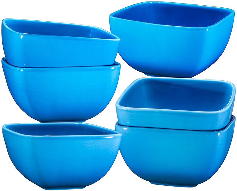 Bruntmor Large Ceramic 5.5" Square Bowls - 26 Oz Durable Non-toxic Ceramic Bowls set of 6