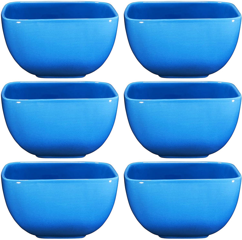 Large Ceramic Square Bowl Set - 26 Ounce for Pasta, Cereal, Soup and Berries - Set of 6