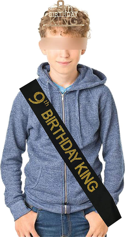 9th Birthday King Crown and Sash for Boy,9th Birthday for Him,9th Birthday King Crown