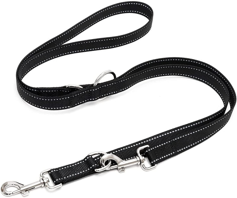 Dog leash 2m adjustable black / reflective 3 -way adjustable guide line