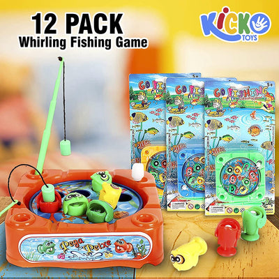 Kicko 3.5 Inch Wind-Up Fishing Game - Whirling Fishing Game - 12 Pack of Twisting Fishing