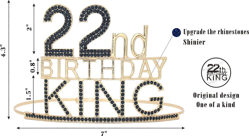 22nd Birthday Gifts for Men, 22nd Birthday King Crown, 22nd Birthday King Sash, 22nd
