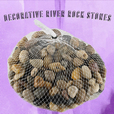 Katzco 2 Pounds Small Decorative River Rock Stones - Natural Polished Mixed Color Stones