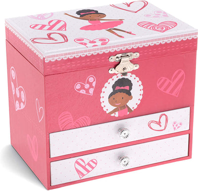 Jewelkeeper Girl's Musical Ballerina Jewelry Storage Box with 2 Pullout Drawers, Pretty