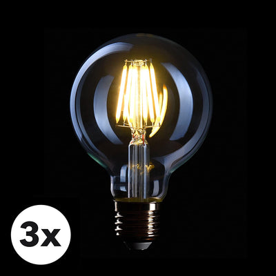 3 x filament lightbulbic E27 version 6W replaces 60w pear warm white 230V fl05 clear